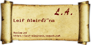 Leif Almiréna névjegykártya